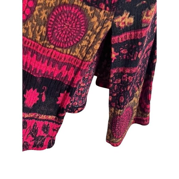 CM Shapes Top Red XL Striped Floral Boho Western Artsy Retro Feminine 80s Hippie - Picture 7 of 11
